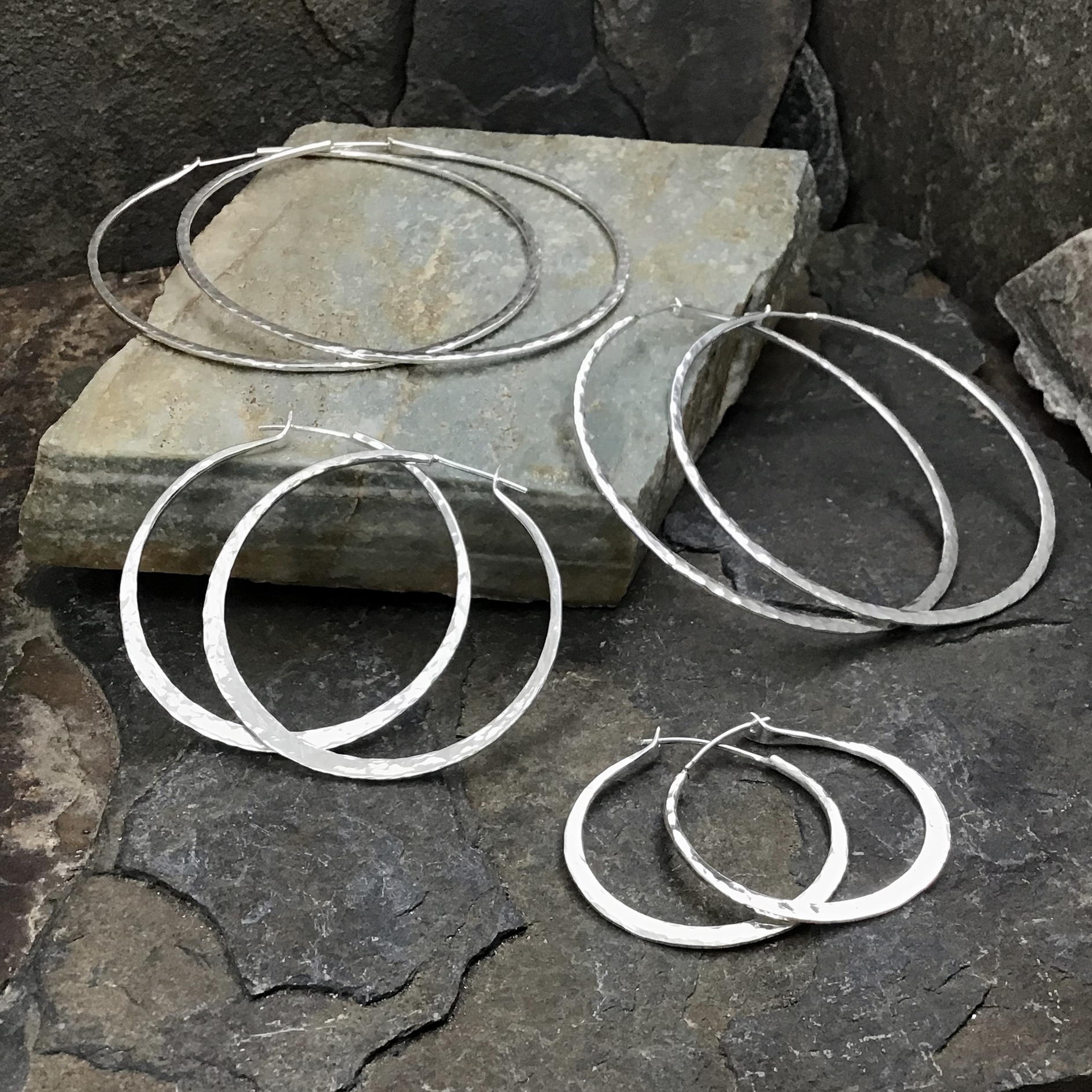 hoop earrings - round large - Argentium silver - Image 2