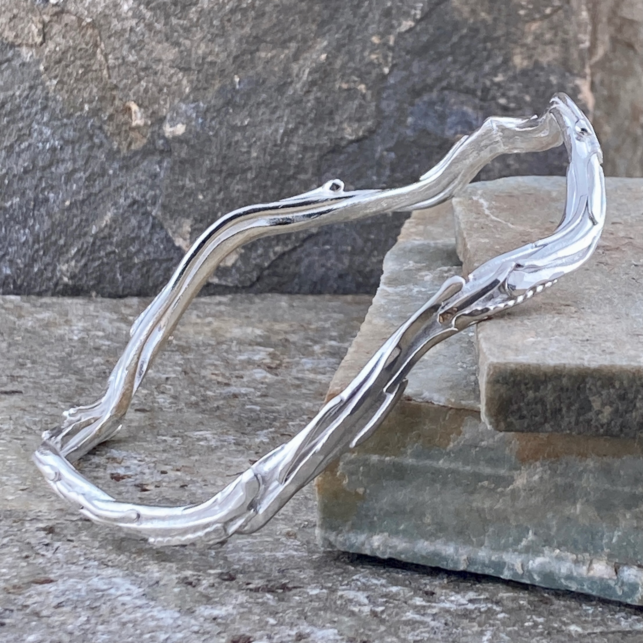 Wavy Bark Bangles – Argentium Silver - Image 3