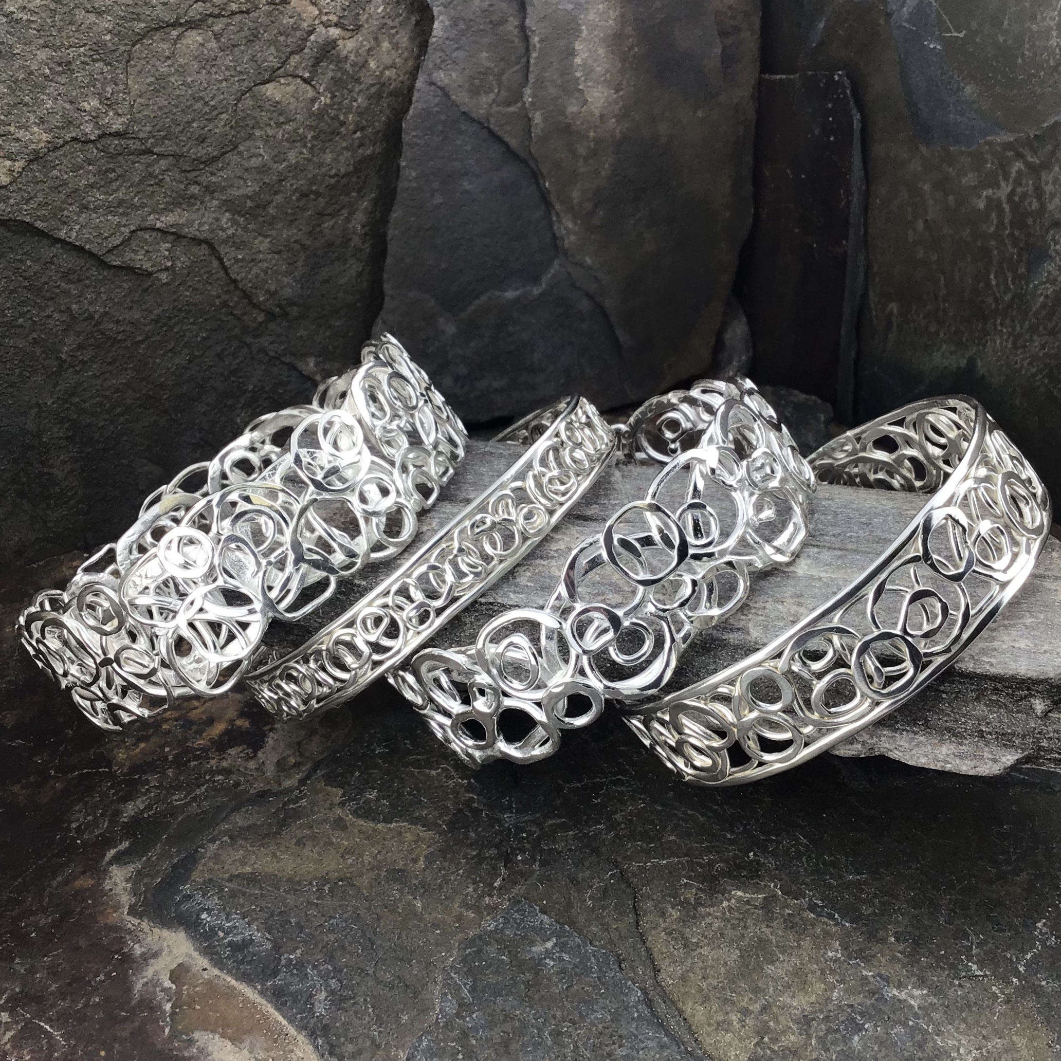 Argentium Silver Pebbles Bangle – Small - Image 2