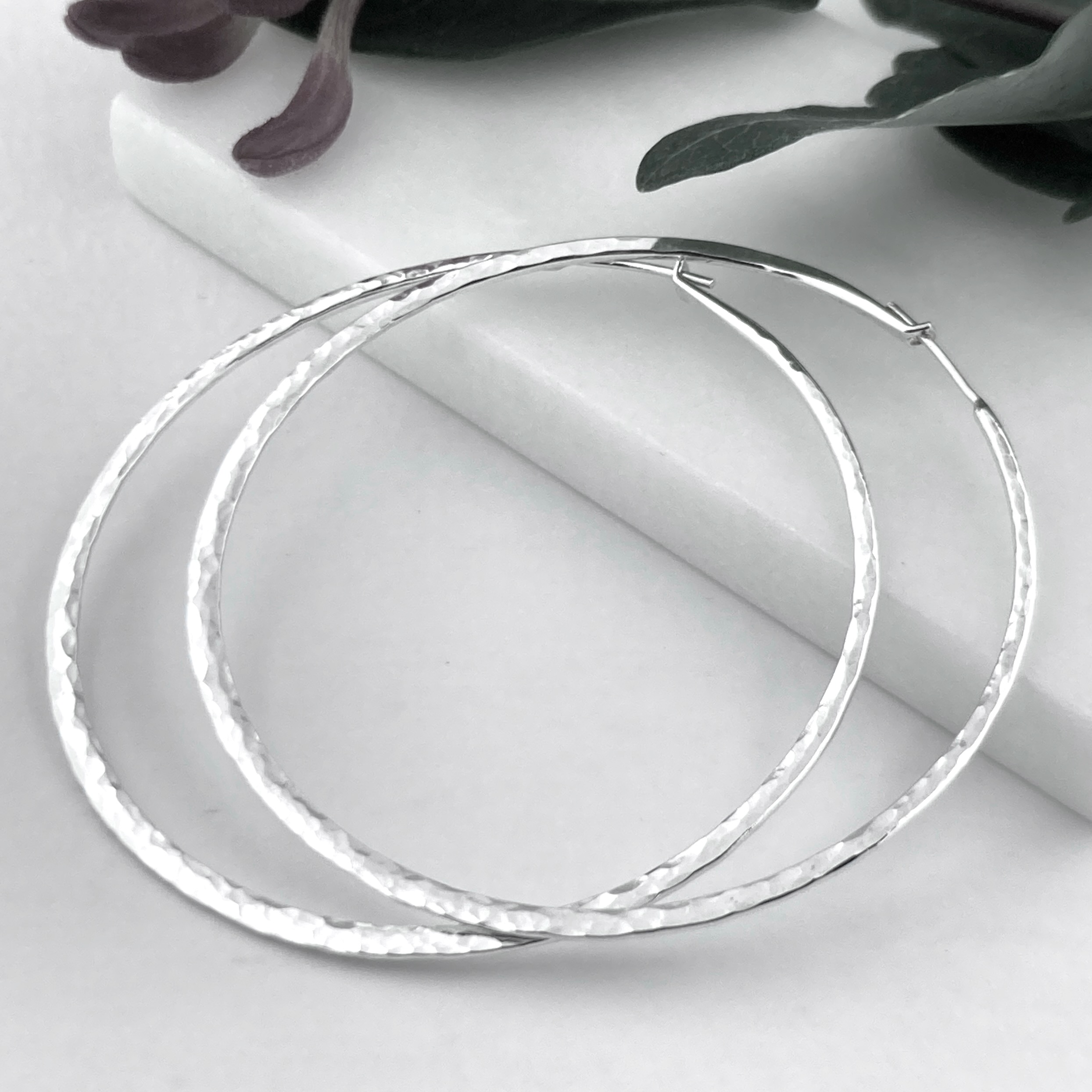hoop earrings - round large - Argentium silver