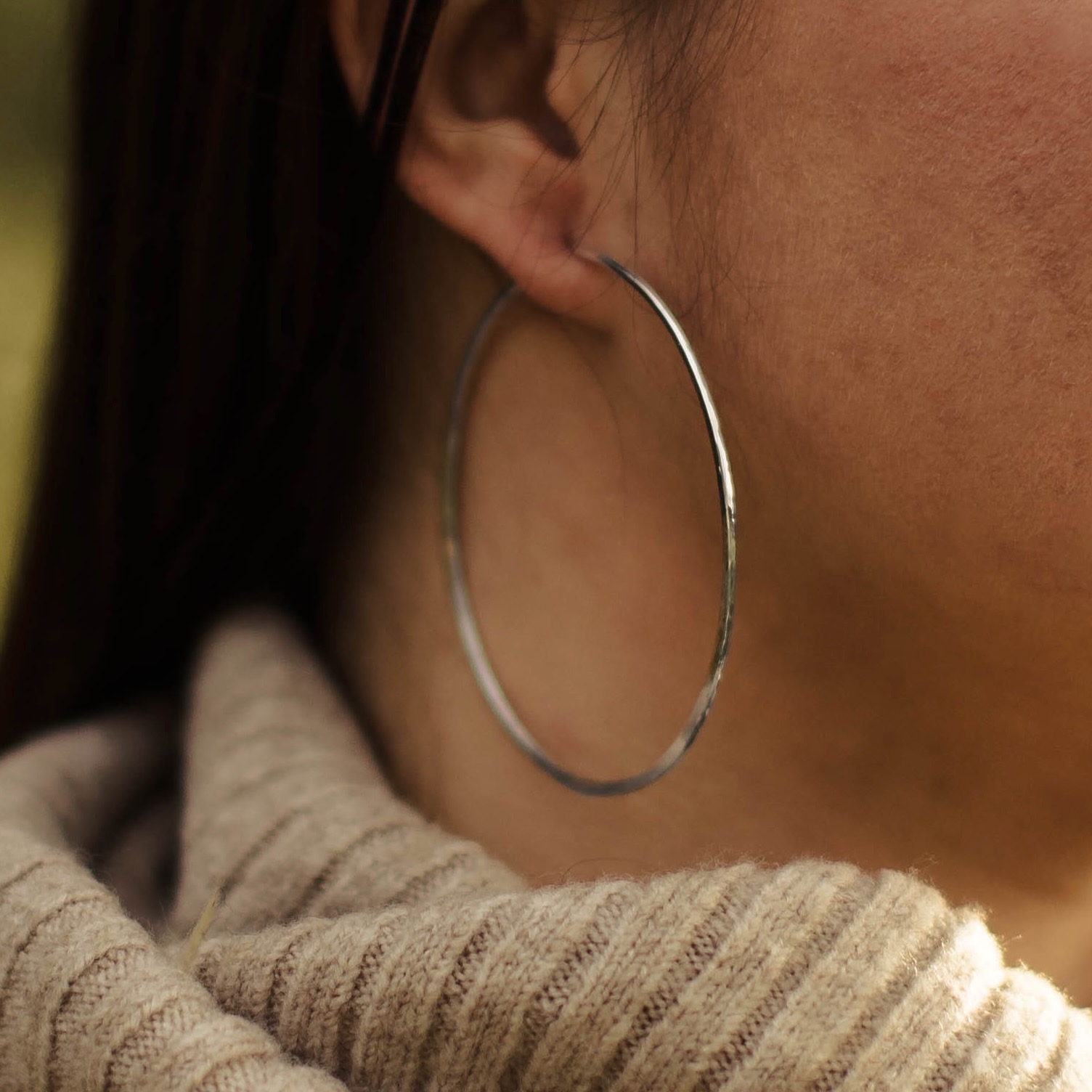 hoop earrings - round XLarge - Argentium silver - Image 4