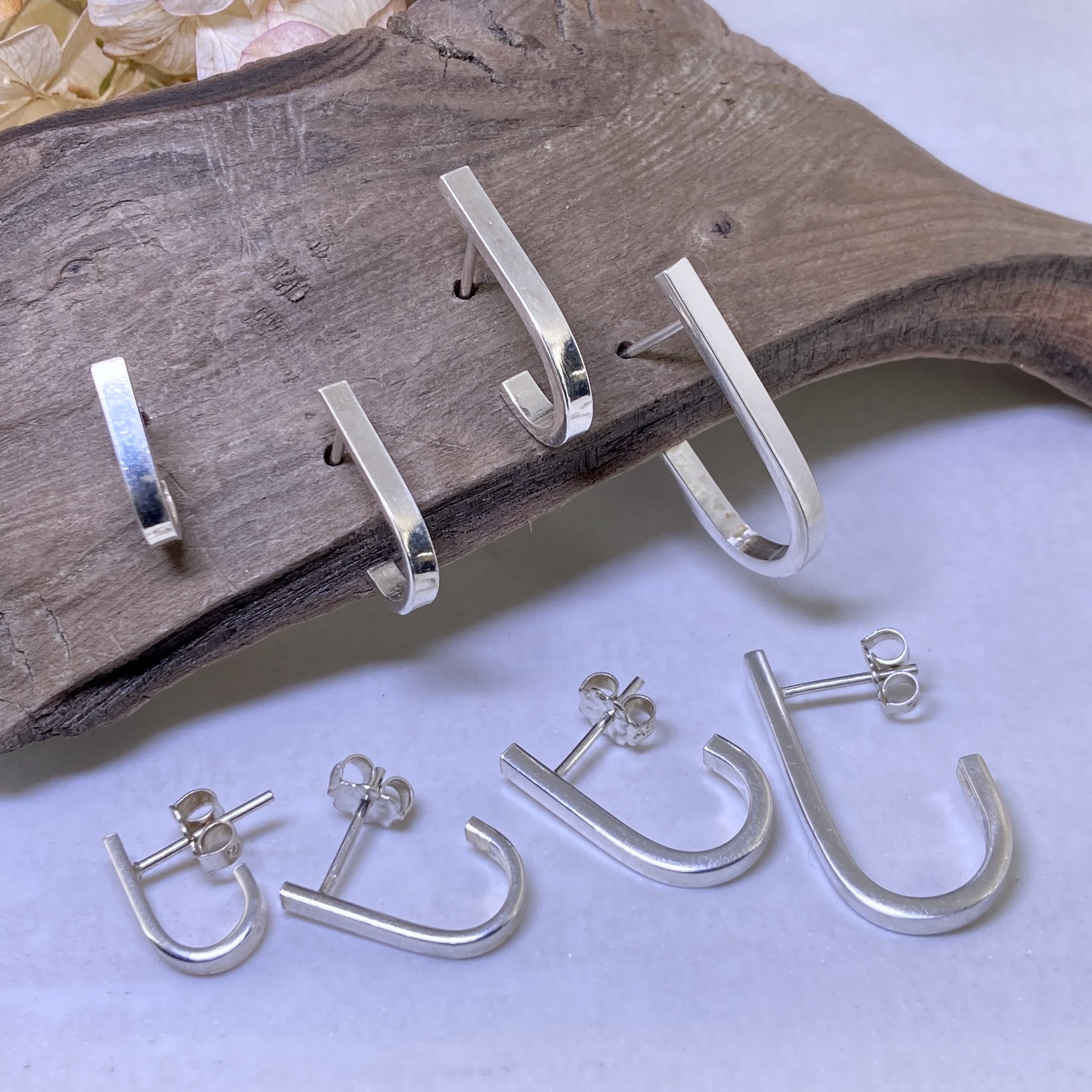 J-Hoop Earrings – Large – Argentium Silver - Image 7