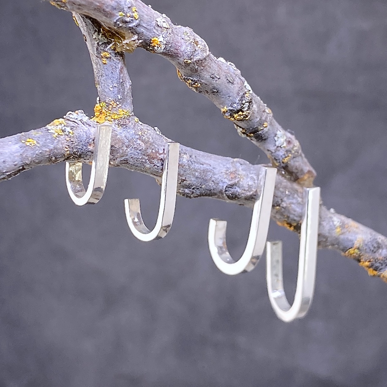 J-Hoop Earrings – Large – Argentium Silver - Image 6