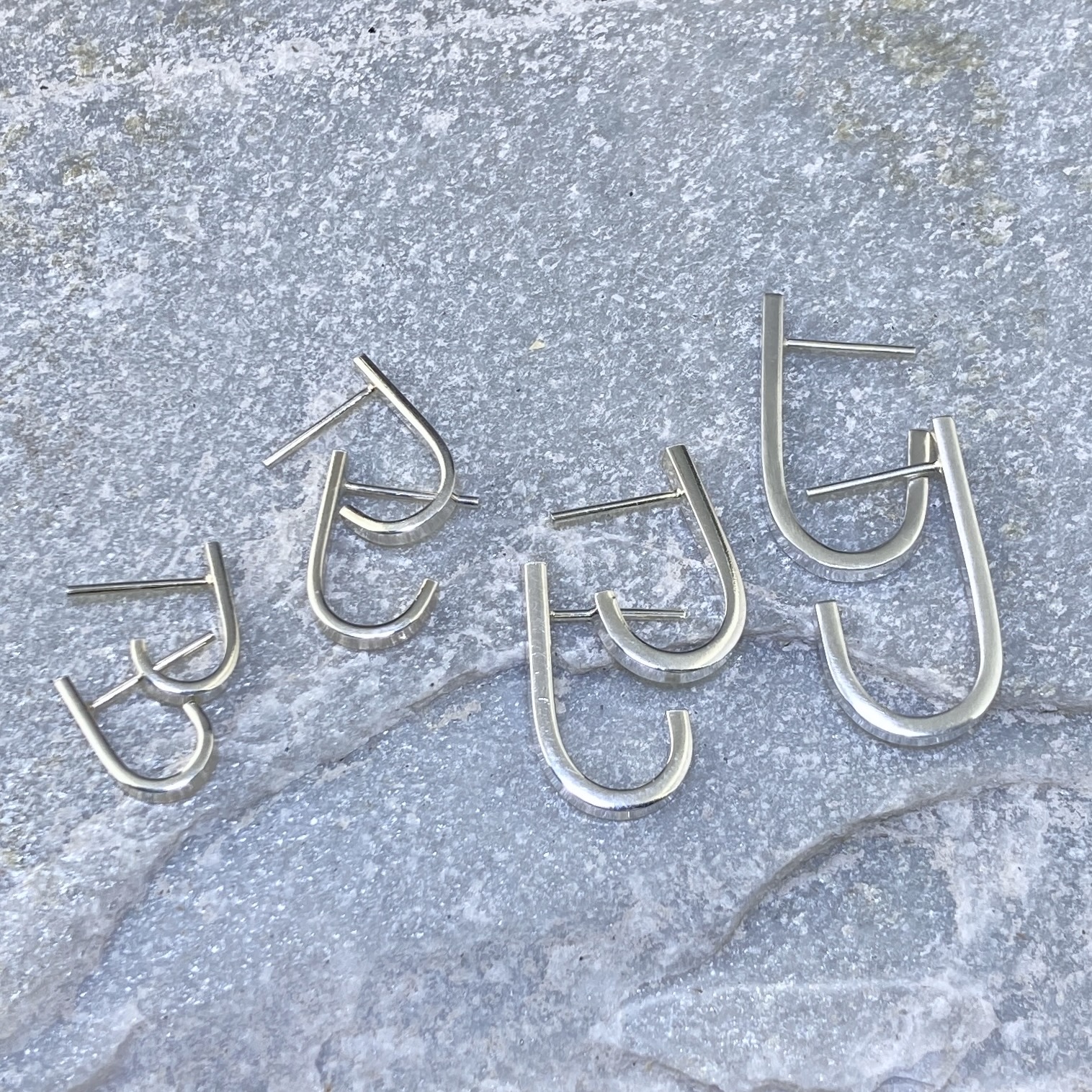 J-Hoop Earrings – Large – Argentium Silver - Image 5