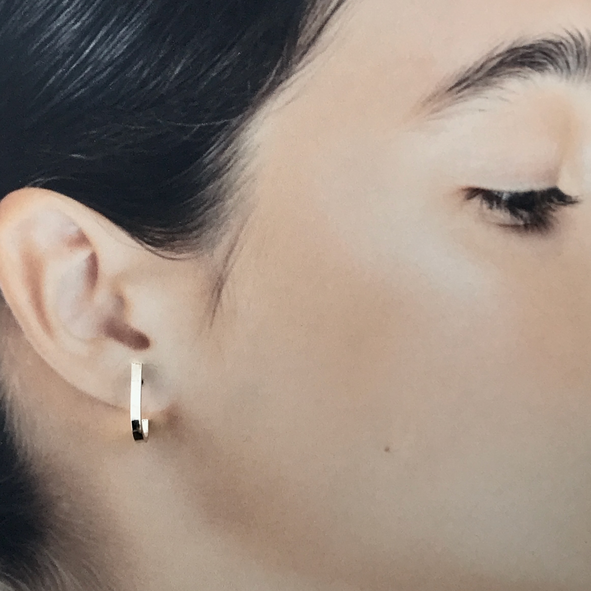 J-Hoop Earrings – Large – Argentium Silver - Image 3