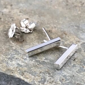 Bar Earrings – Argentium Silver Post – Short