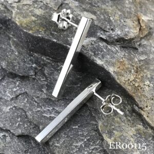 Bar Earrings – Argentium Silver Post – Long
