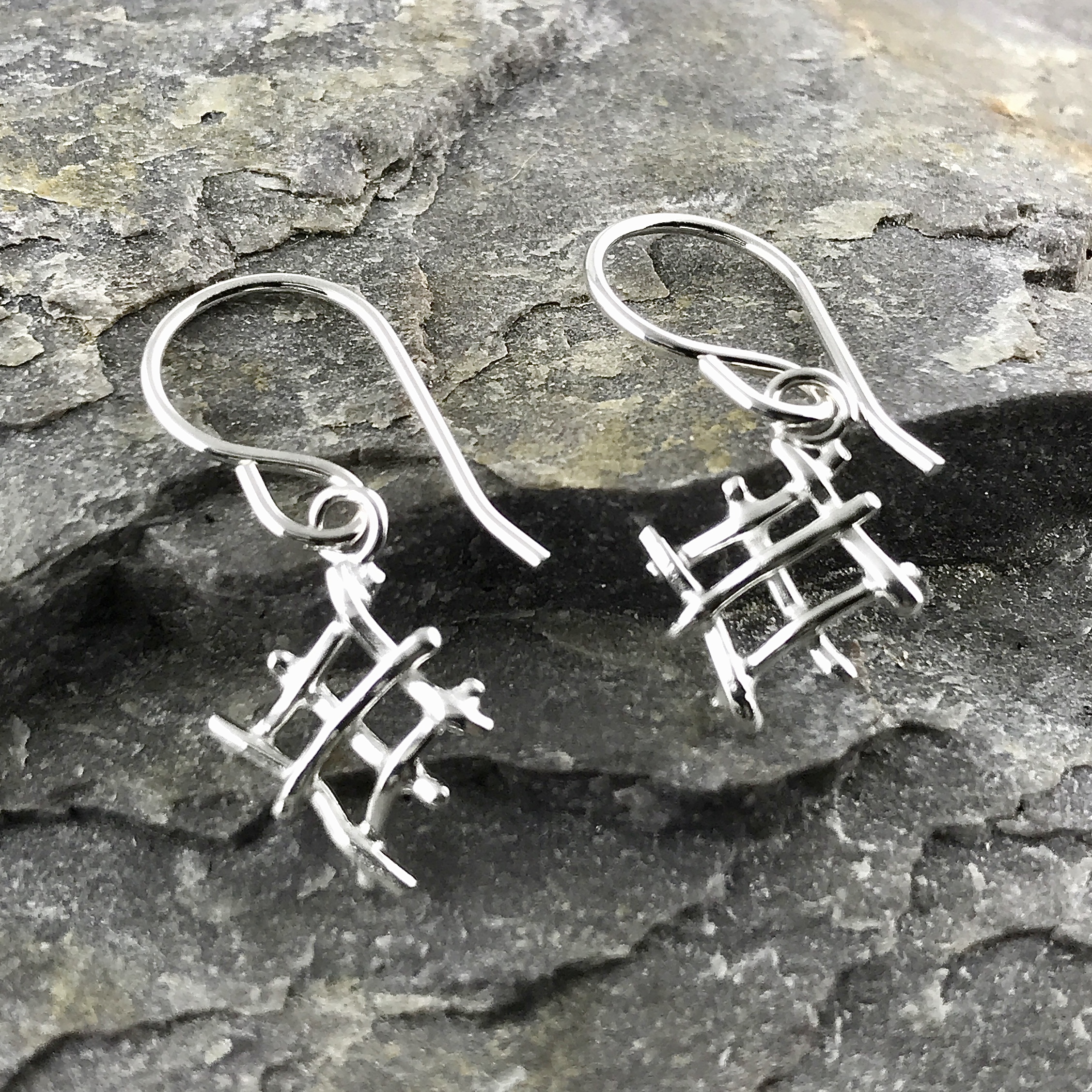 Twig Earrings – Diamond Shape – Argentium Silver