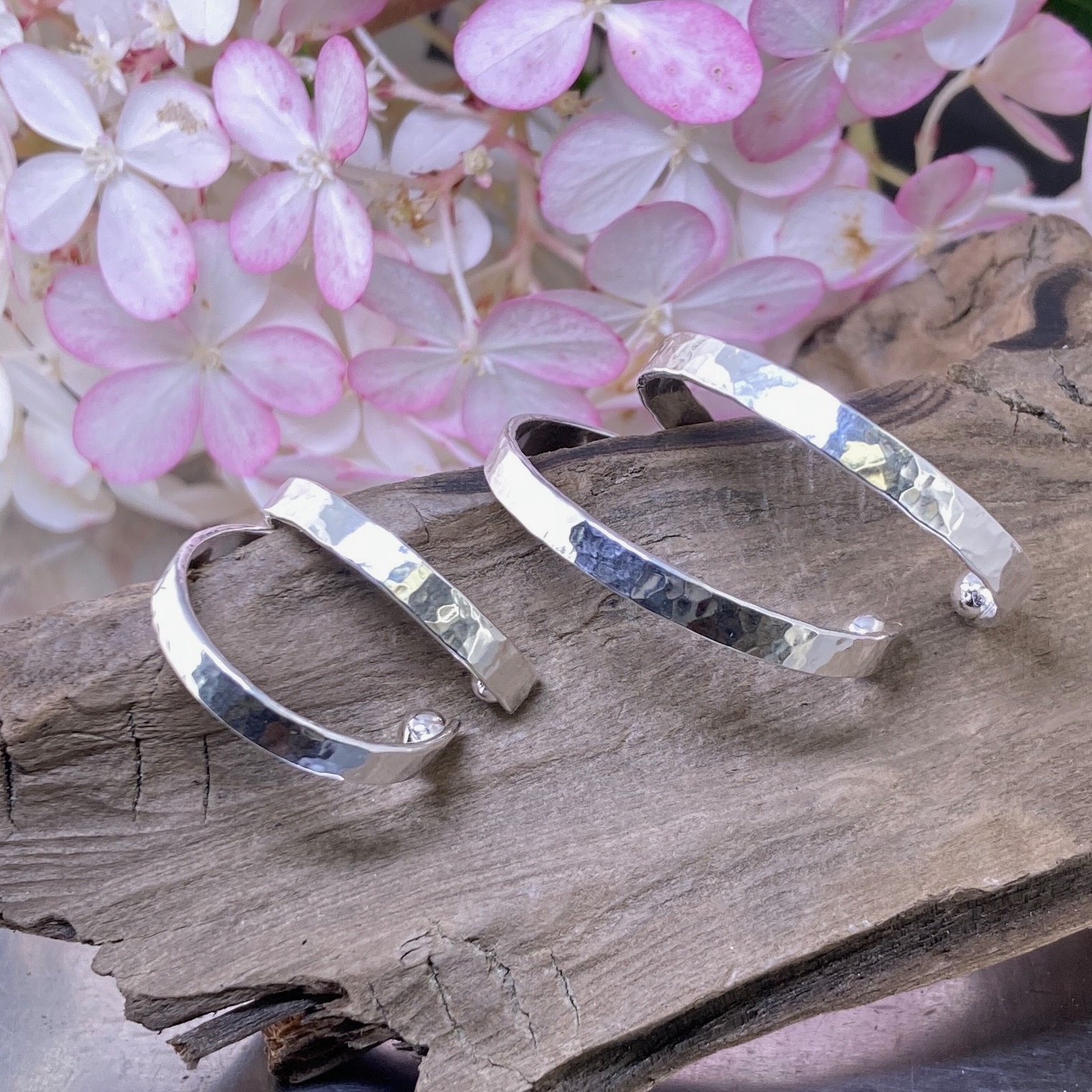 hoop earrings round gemstones – LARGE - Argentium Silver - Image 14