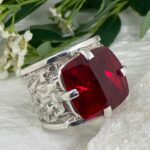 red topaz ring - size 8 - Argentium silver lunar band