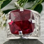 red topaz ring - size 8 - Argentium silver lunar band - Image 3