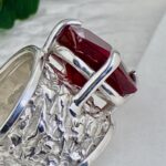 red topaz ring - size 8 - Argentium silver lunar band - Image 2