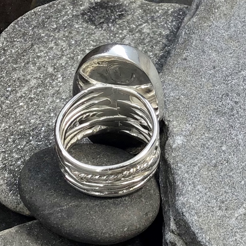 pearl blister ring - size 9.5 - twig band - Argentium silver - Image 4