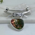 ammonite pendant - Argentium silver twigs