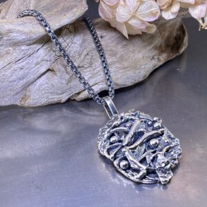 Rapids Pendant – Argentium Silver – Antique