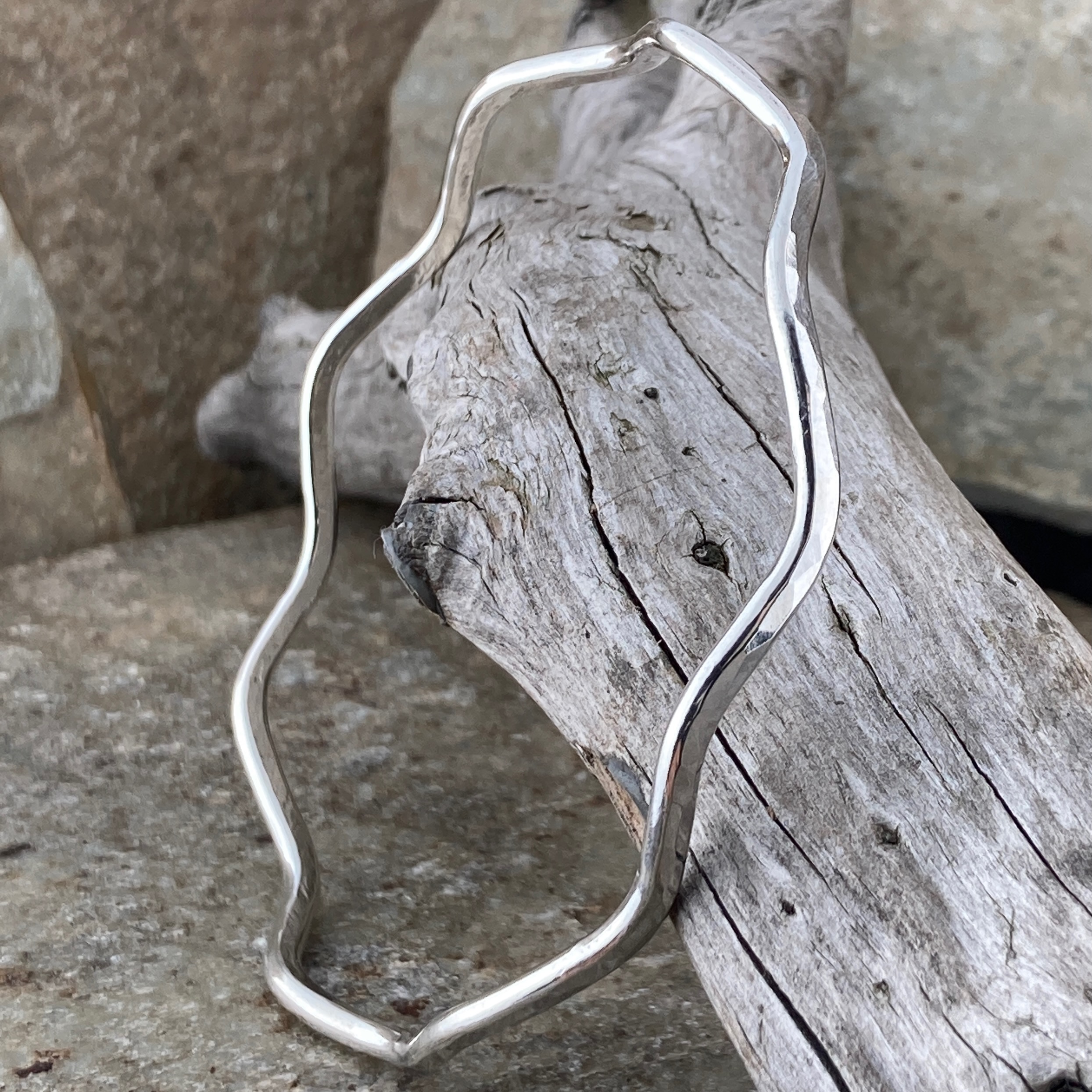 Argentium Silver Wavy Bangles – Polished - Heavy - Image 6