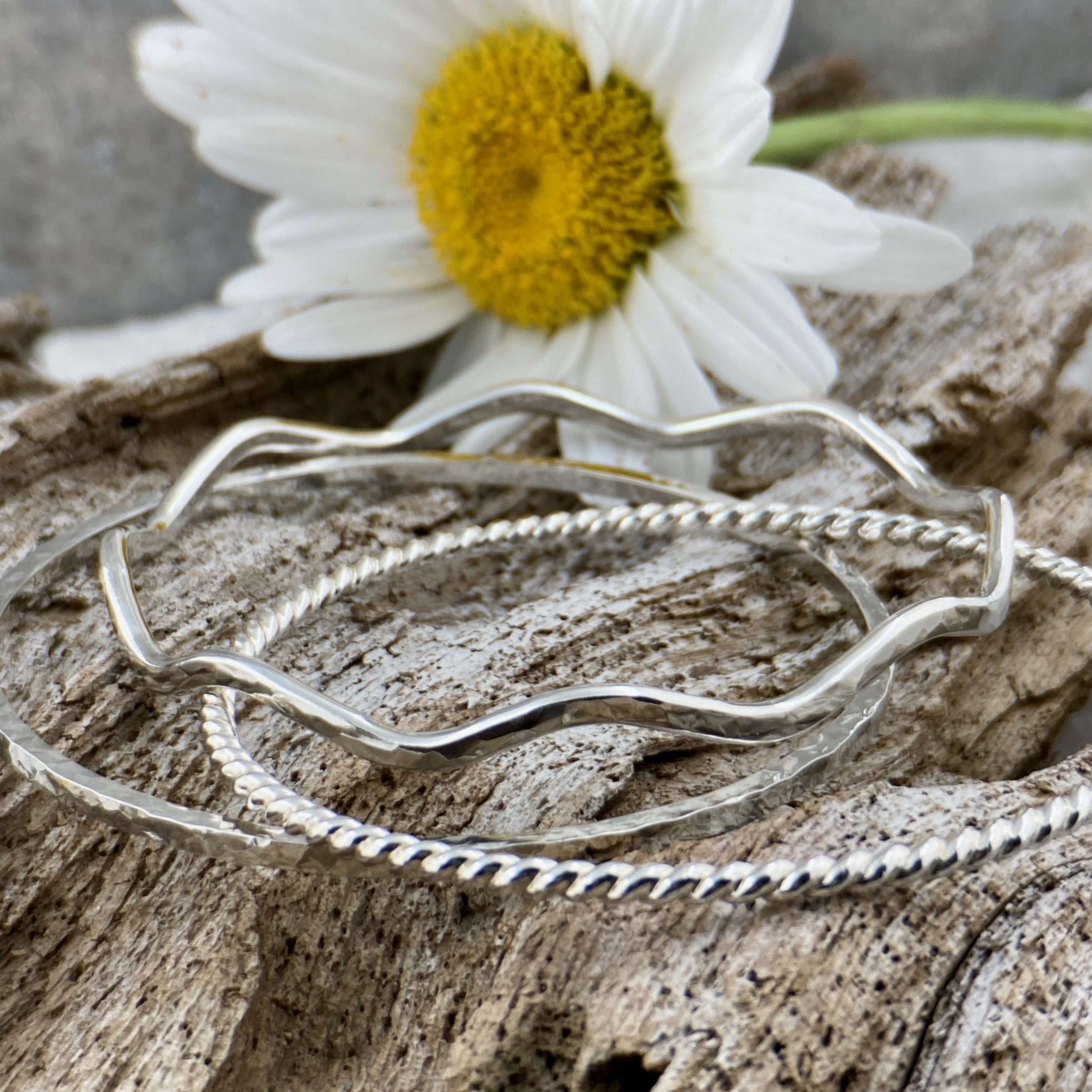 Argentium Silver Wavy Bangles – Polished - Heavy - Image 7