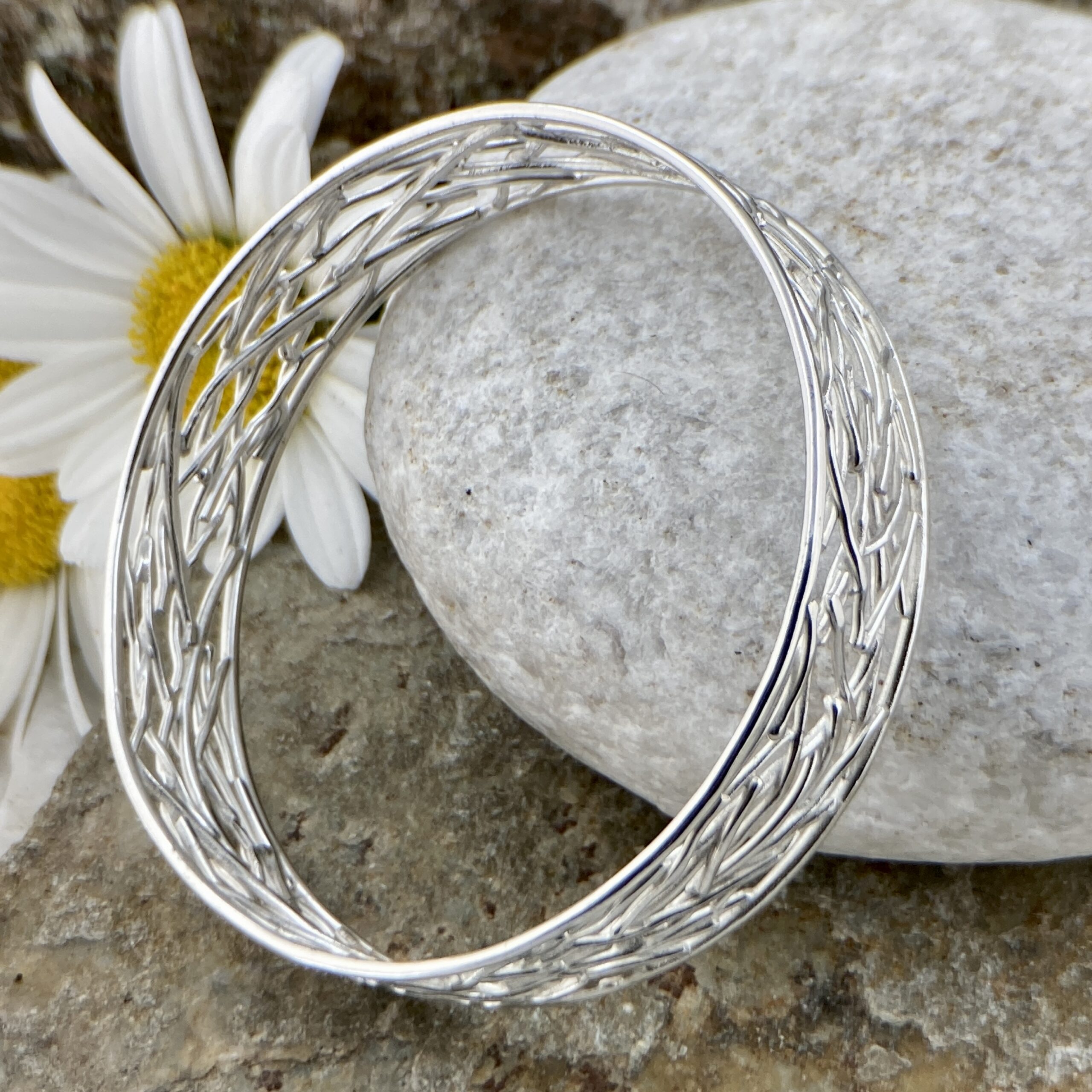 Argentium Silver Twigs Bangle – Large - Polished - Image 2
