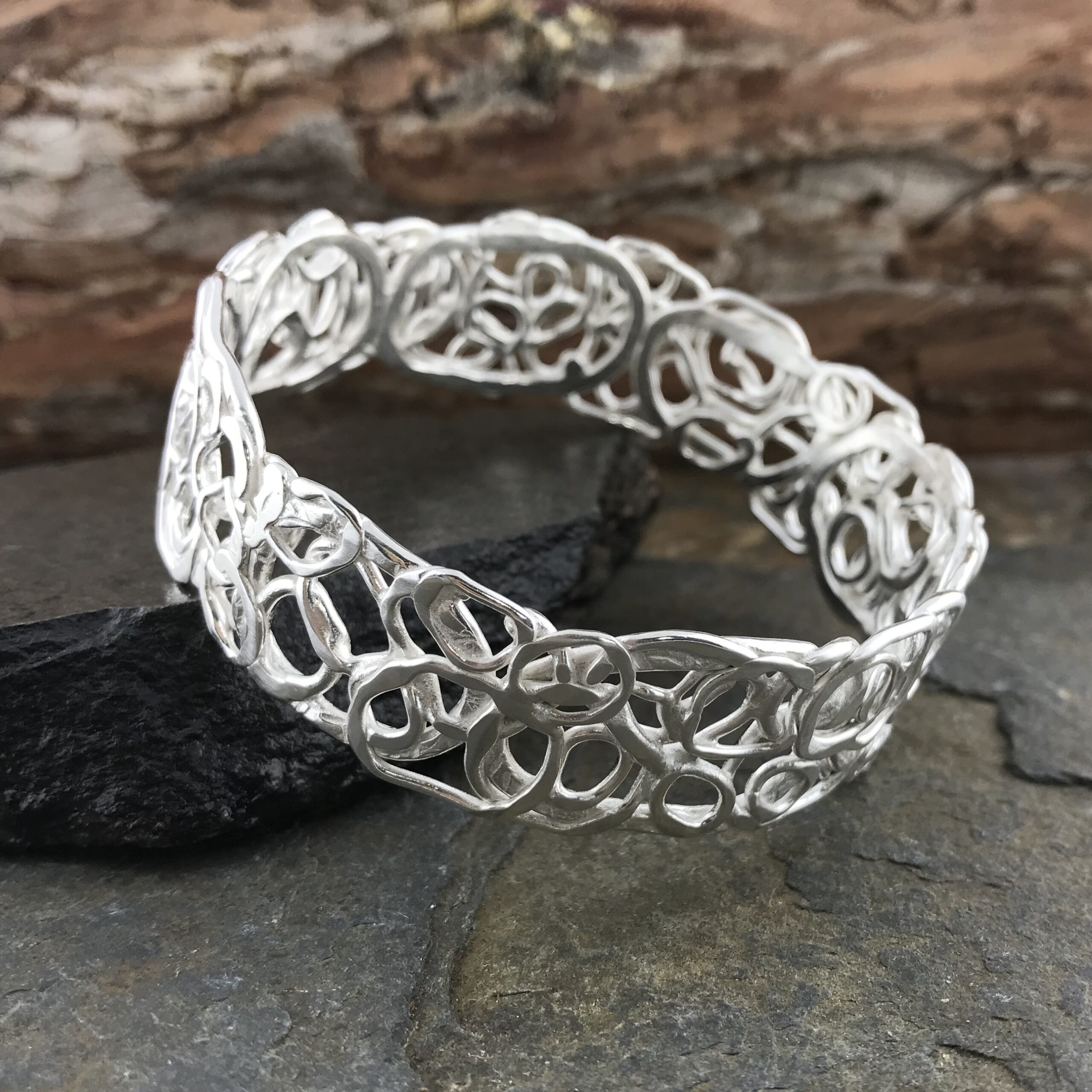 Argentium Silver Pebble Bangle – Large - Image 4