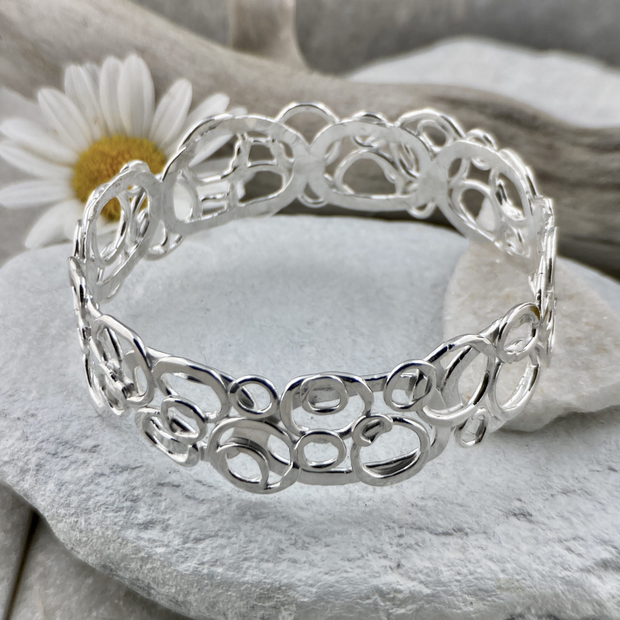 Argentium Silver Pebble Bangle – Large - Image 5