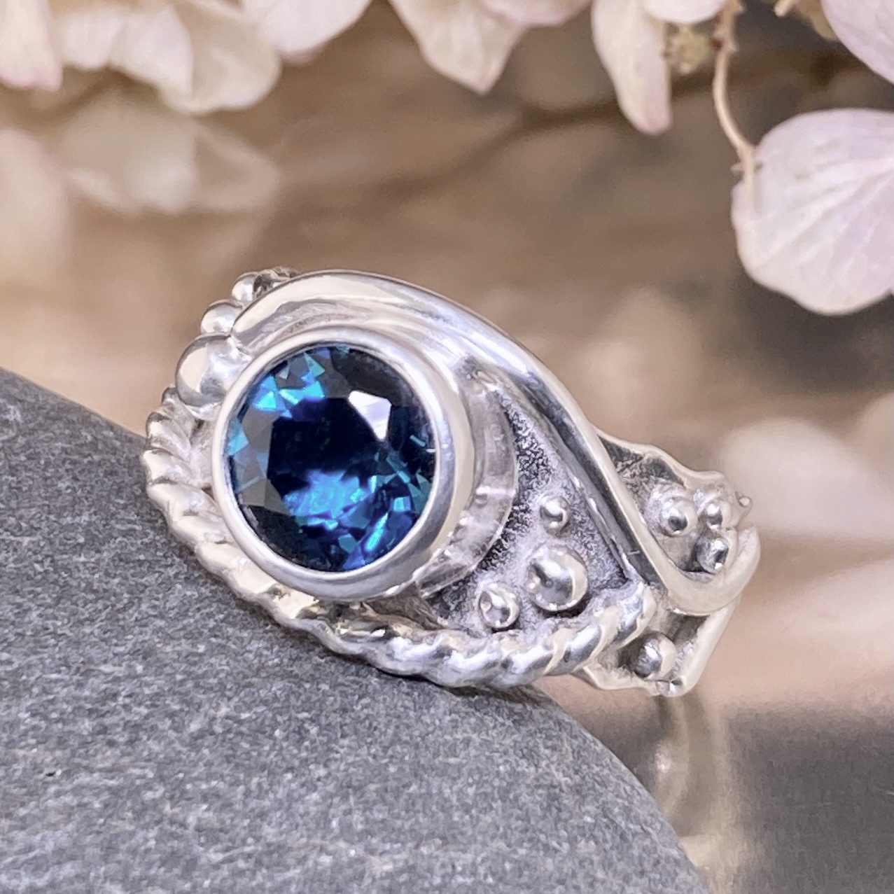 London Blue Topaz Ring – Size 8.25 – Waves – 2.5 Carat - Image 7