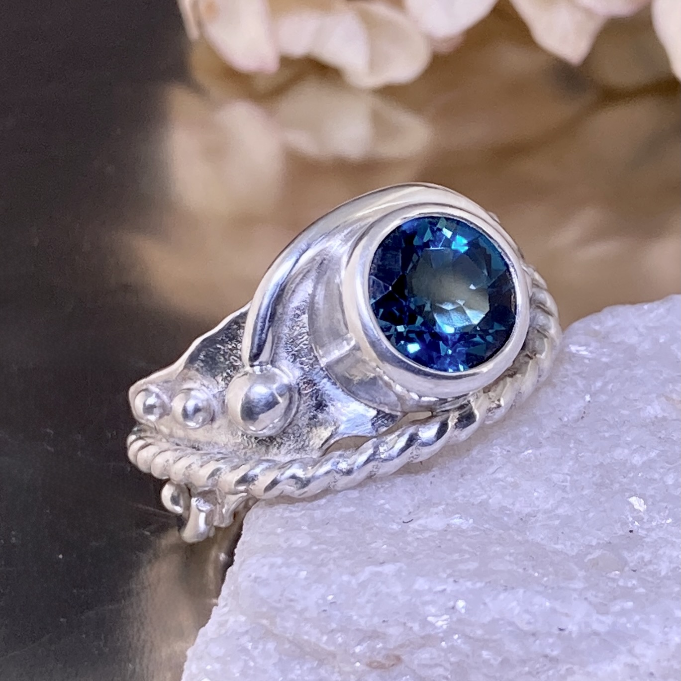 London Blue Topaz Ring – Size 8.25 – Waves – 2.5 Carat - Image 6