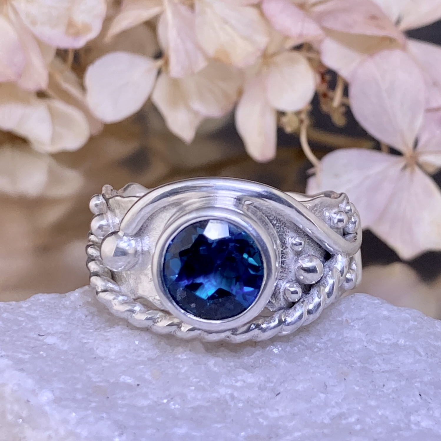 London Blue Topaz Ring – Size 8.25 – Waves – 2.5 Carat - Image 5