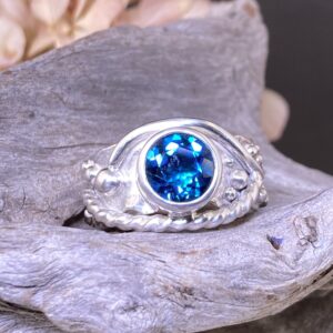 London Blue Topaz Ring – Size 8.25 – Waves – 2.5 Carat