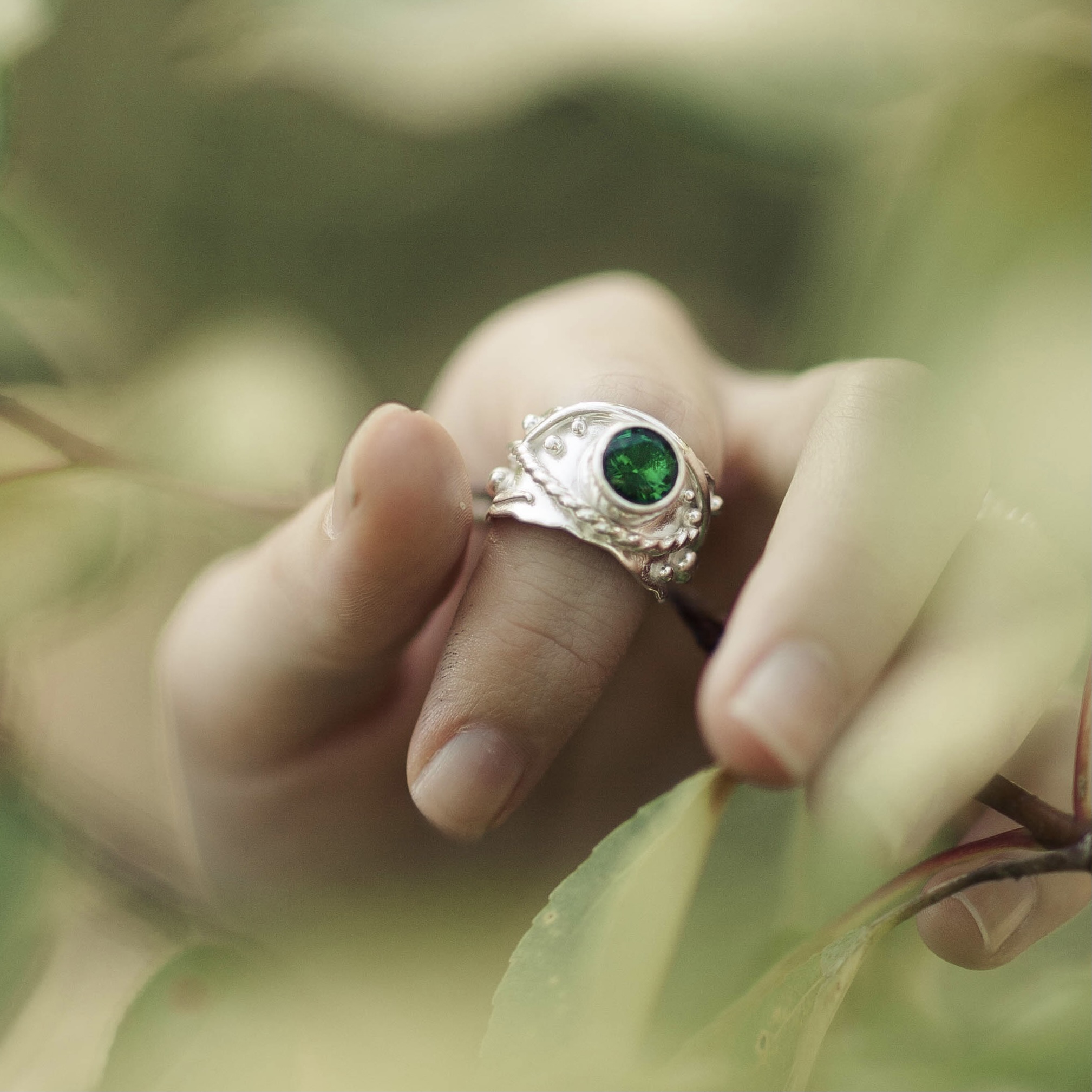 Green Topaz Ring – Size 6.75 – Argentium Silver Water Band – 2.5 Carat