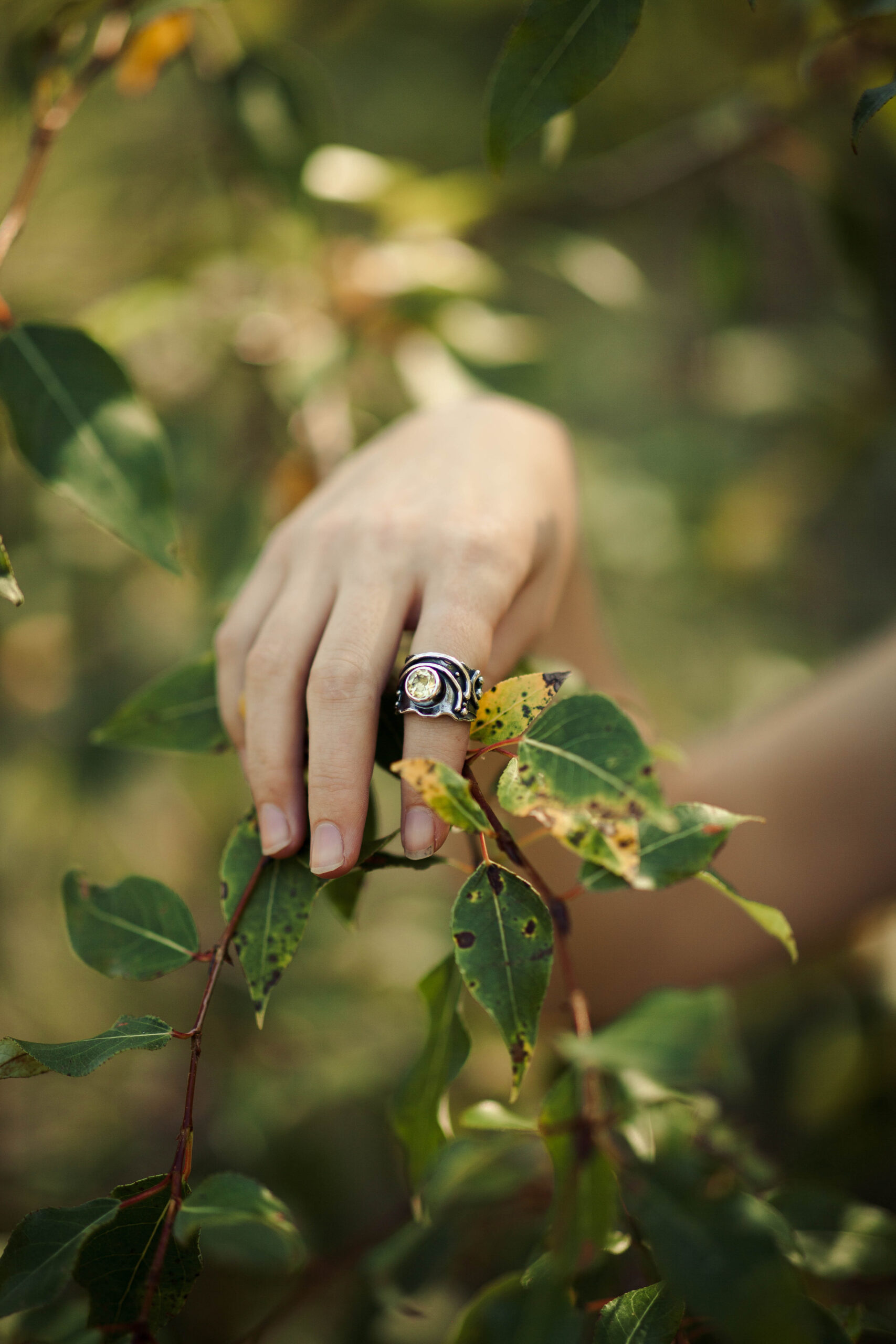 Citrine Ring – Size 7.25 – Argentium Silver Waves – 2 Carat - Image 2