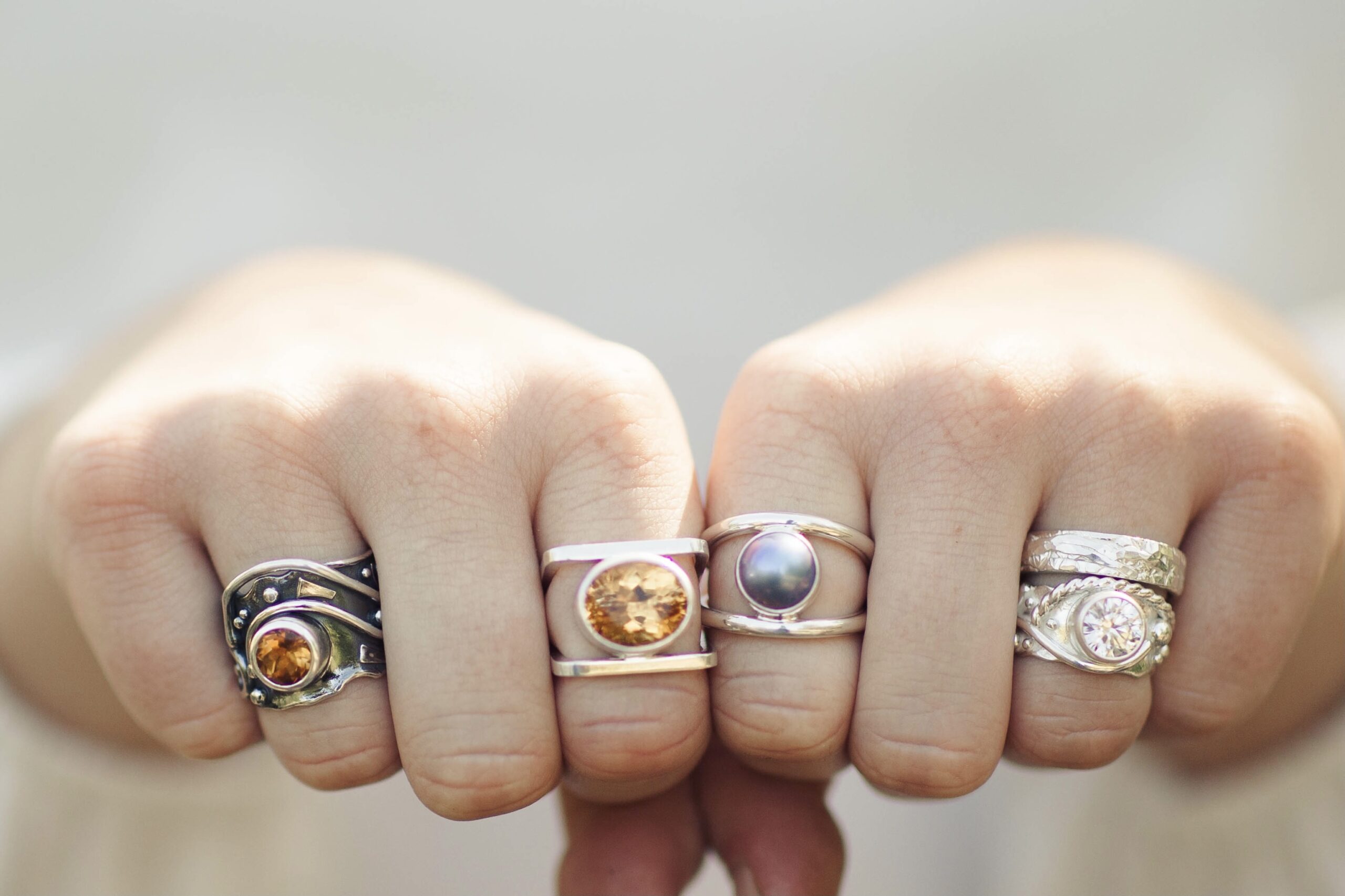 citrine ring - size 8.75 - square double-band - 8.5 carat - Image 5