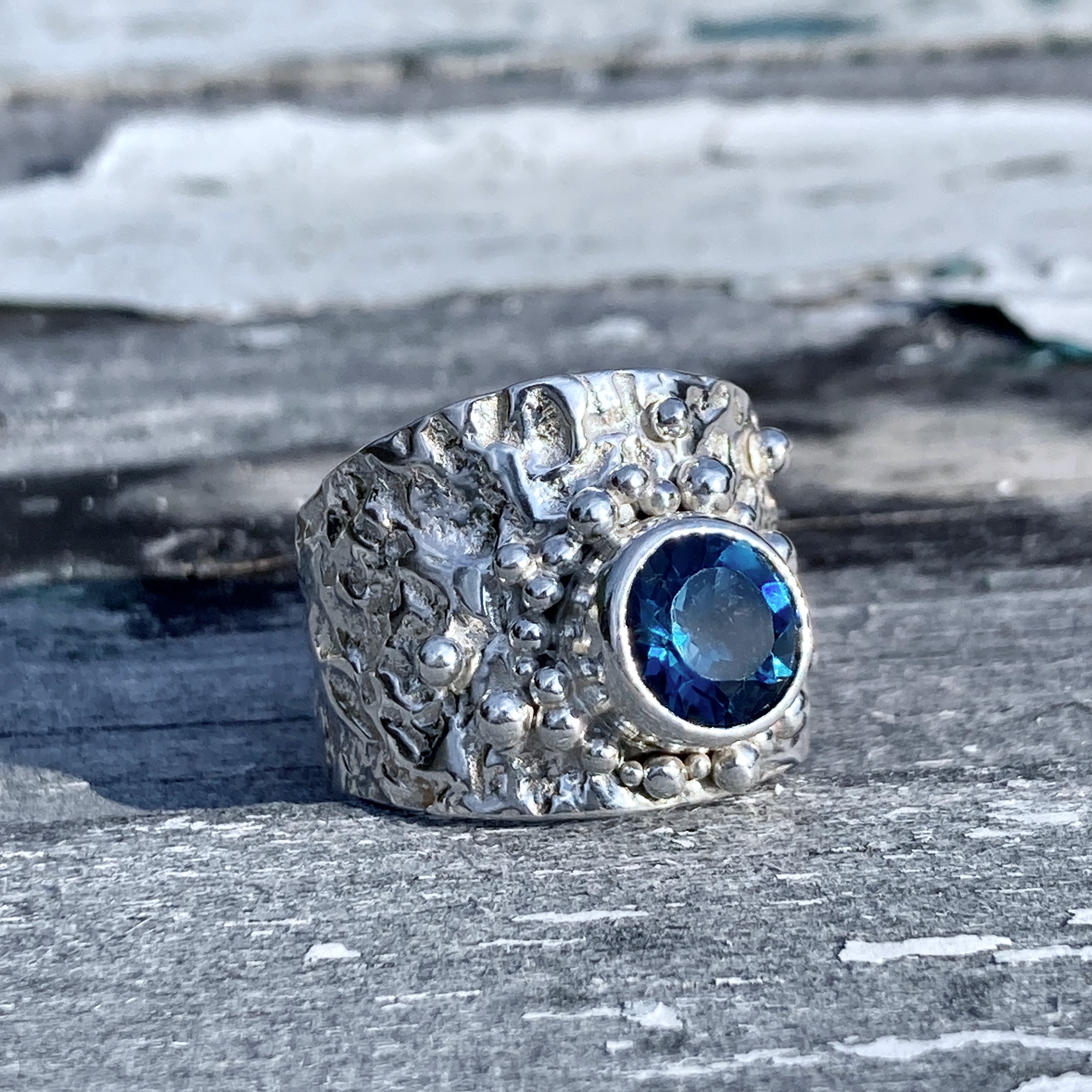 London topaz ring - size 8.25 - lunar & granules - 2 carat