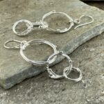 freeform circle earrings - triple - Argentium silver - Image 3