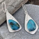 turquoise earrings - solid waves - Argentium silver - Image 2