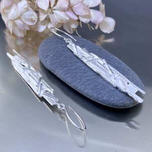 Bark Earrings – Argentium Silver Long