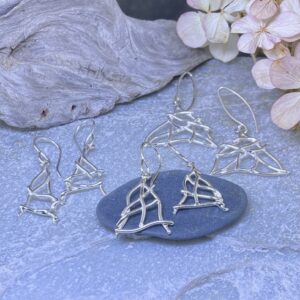 Twig Earrings – Triangle Shape – Argentium Silver