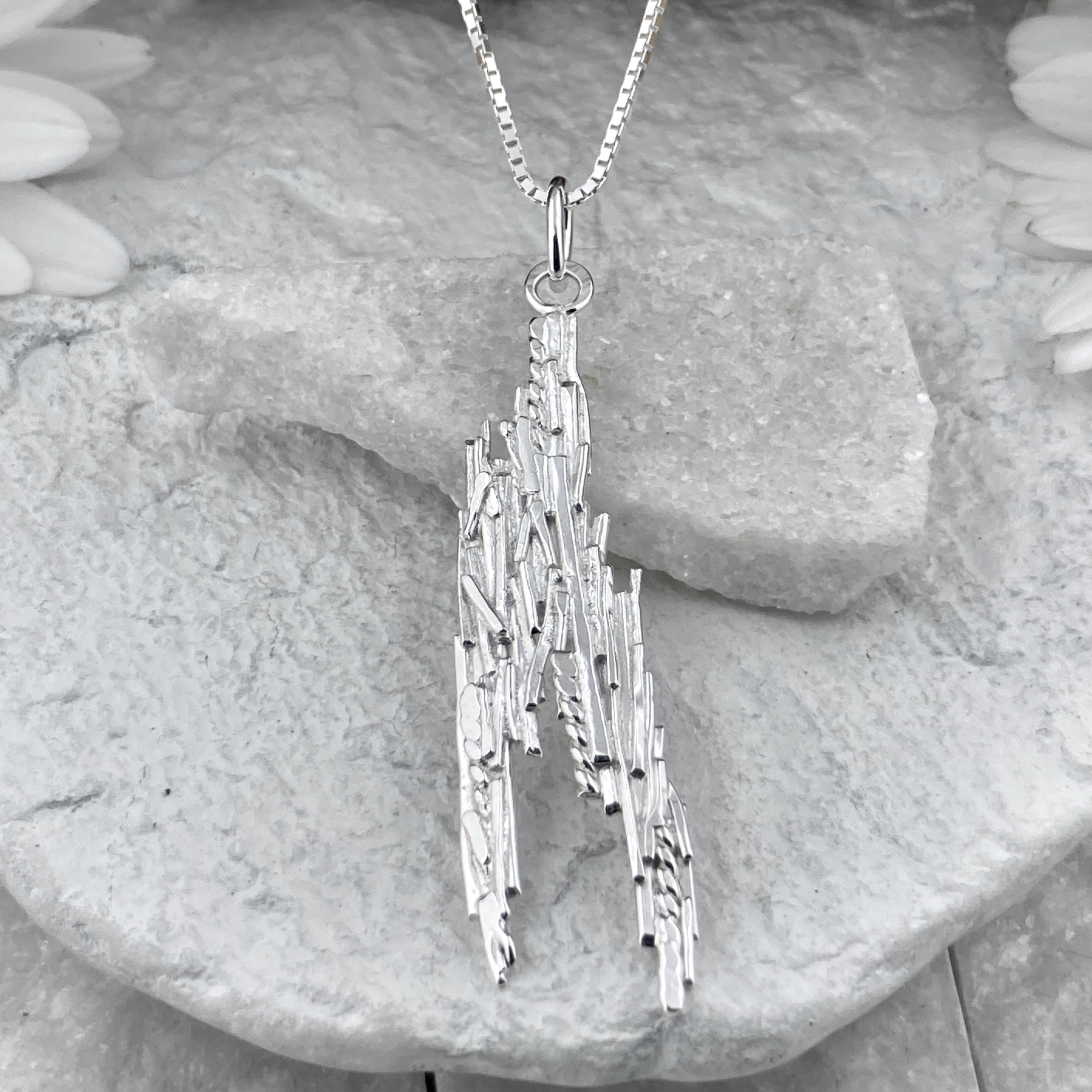 bark pendant - Argentium silver - 30" chain - Image 2