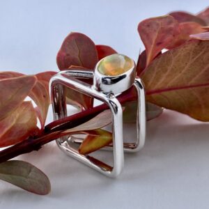 Ethiopian Opal Ring – Size 5 – Argentium Silver Book Design – 1 Carat