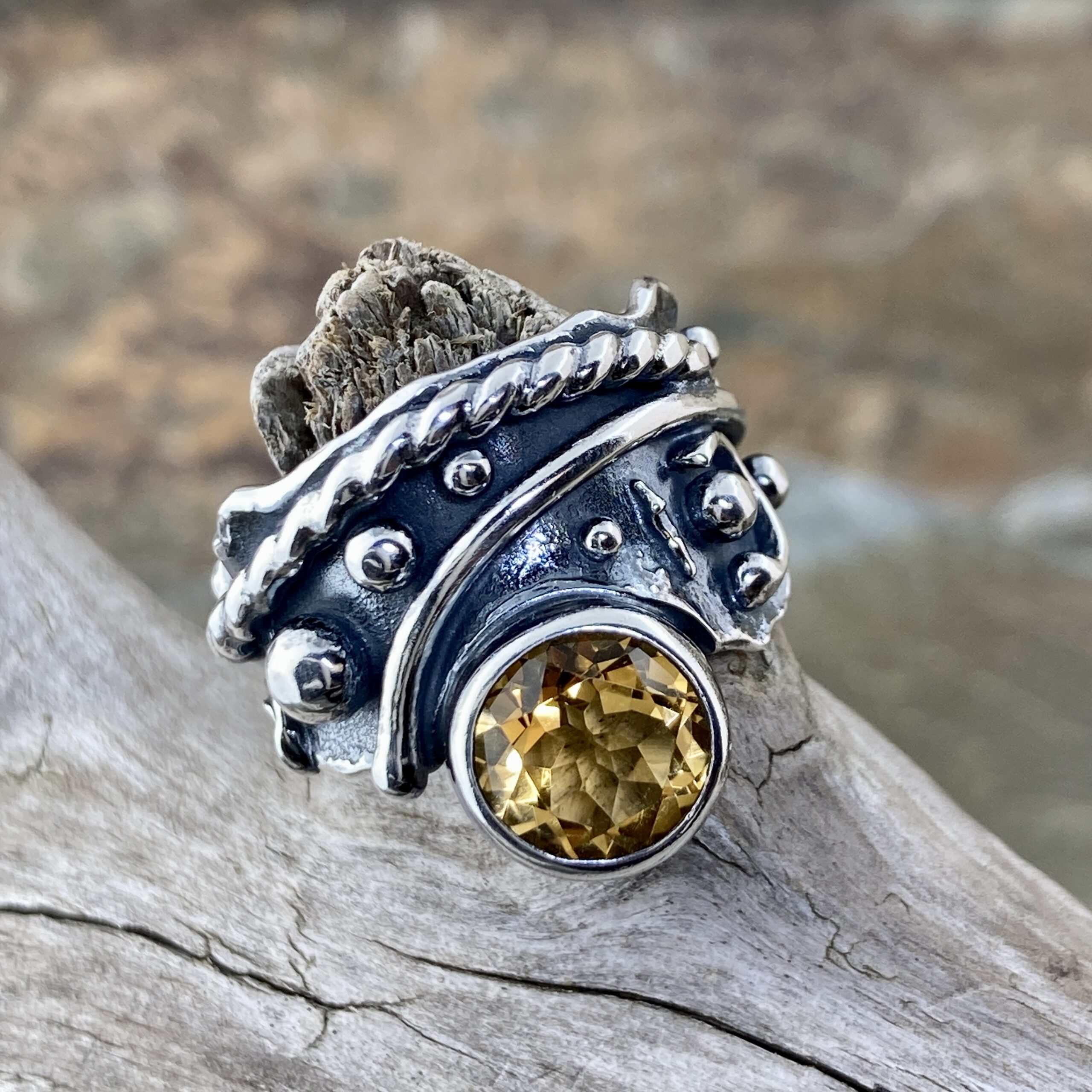 Citrine Ring – Size 6.25 – Argentium Silver Waves – 1.5 Carat - Image 2