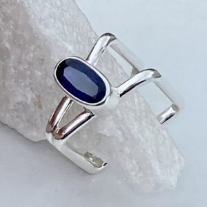 Kyanite Ring – Size 7.5 – Argentium Silver Book Band – 1.5 Carat