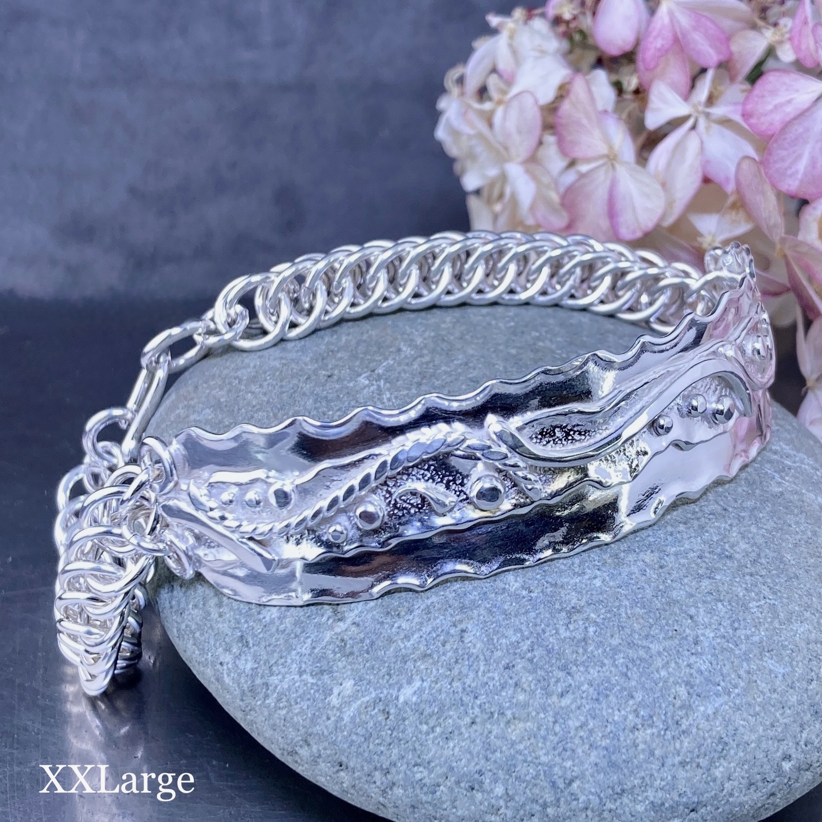 Argentium Silver Waves Bracelet – Chain Maille - Image 7