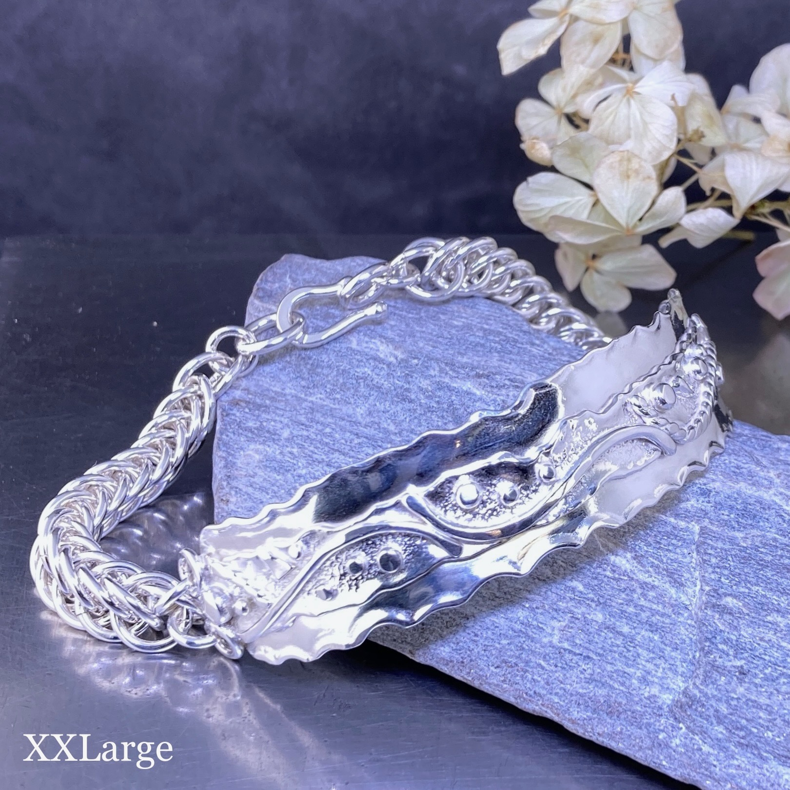 Argentium Silver Waves Bracelet – Chain Maille - Image 6