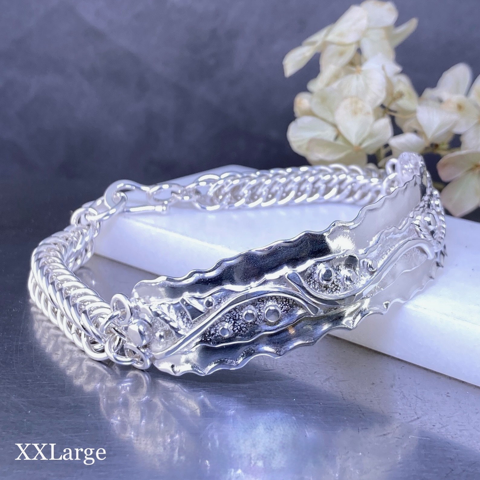Argentium Silver Waves Bracelet – Chain Maille - Image 5