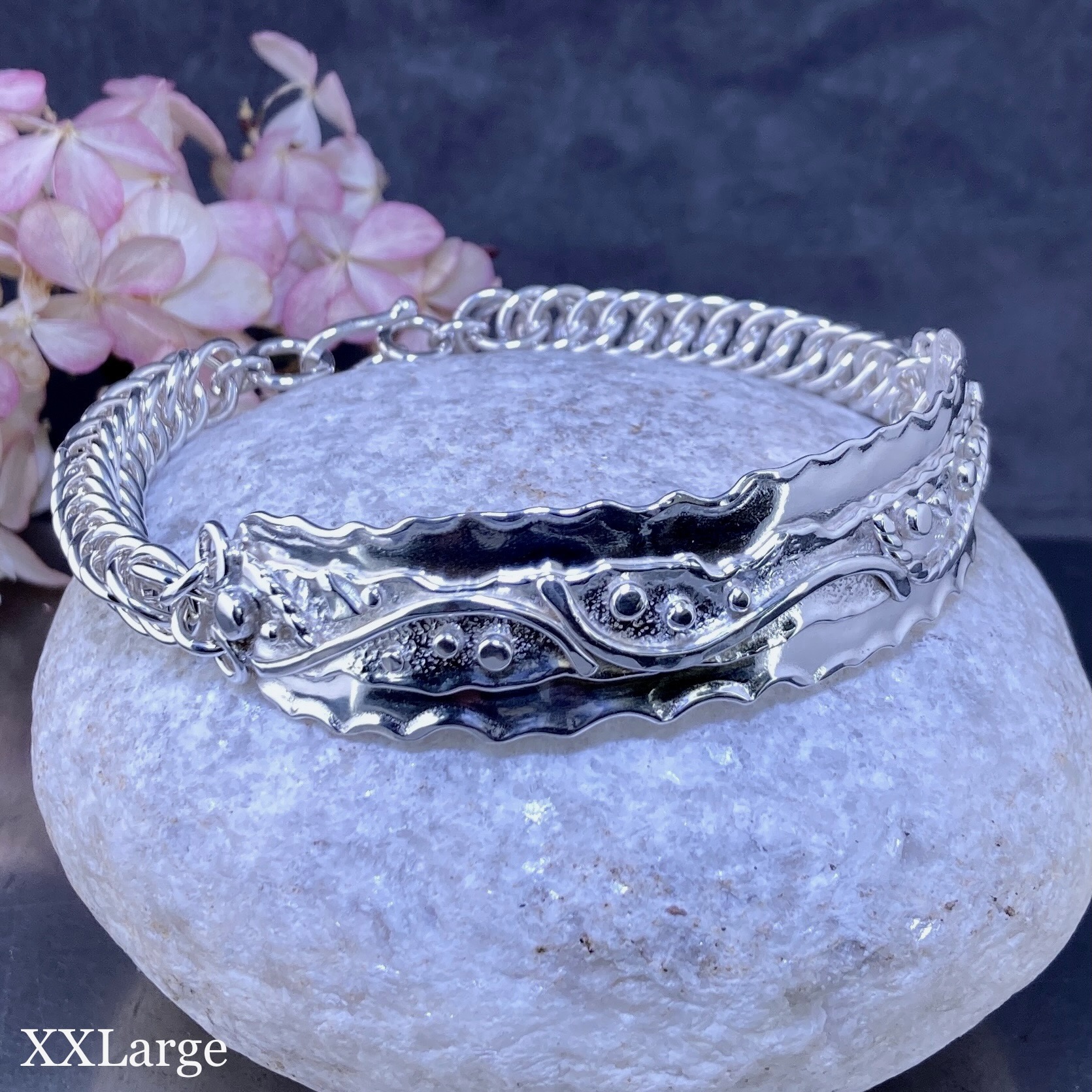 Argentium Silver Waves Bracelet – Chain Maille - Image 8