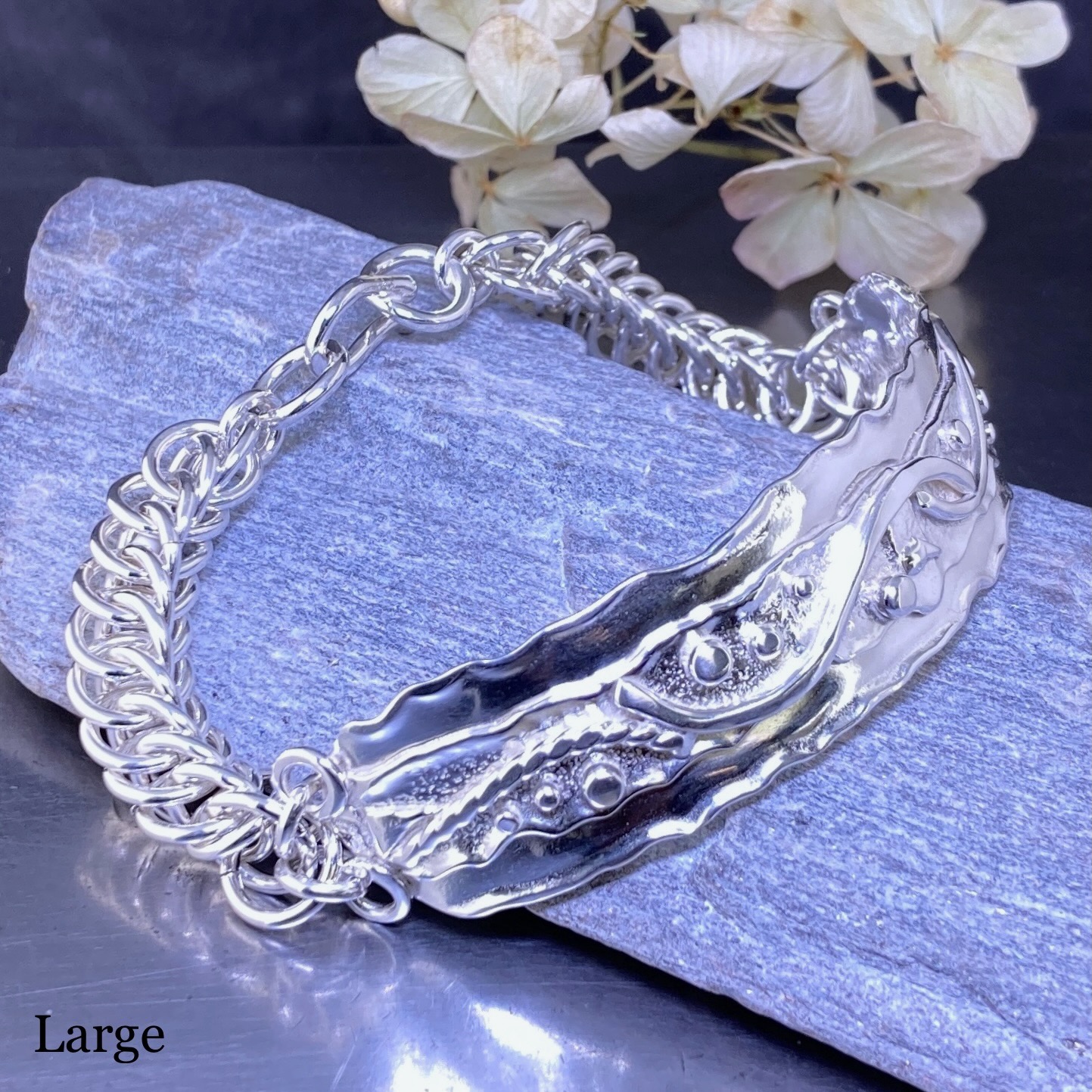 Argentium Silver Waves Bracelet – Chain Maille - Image 4