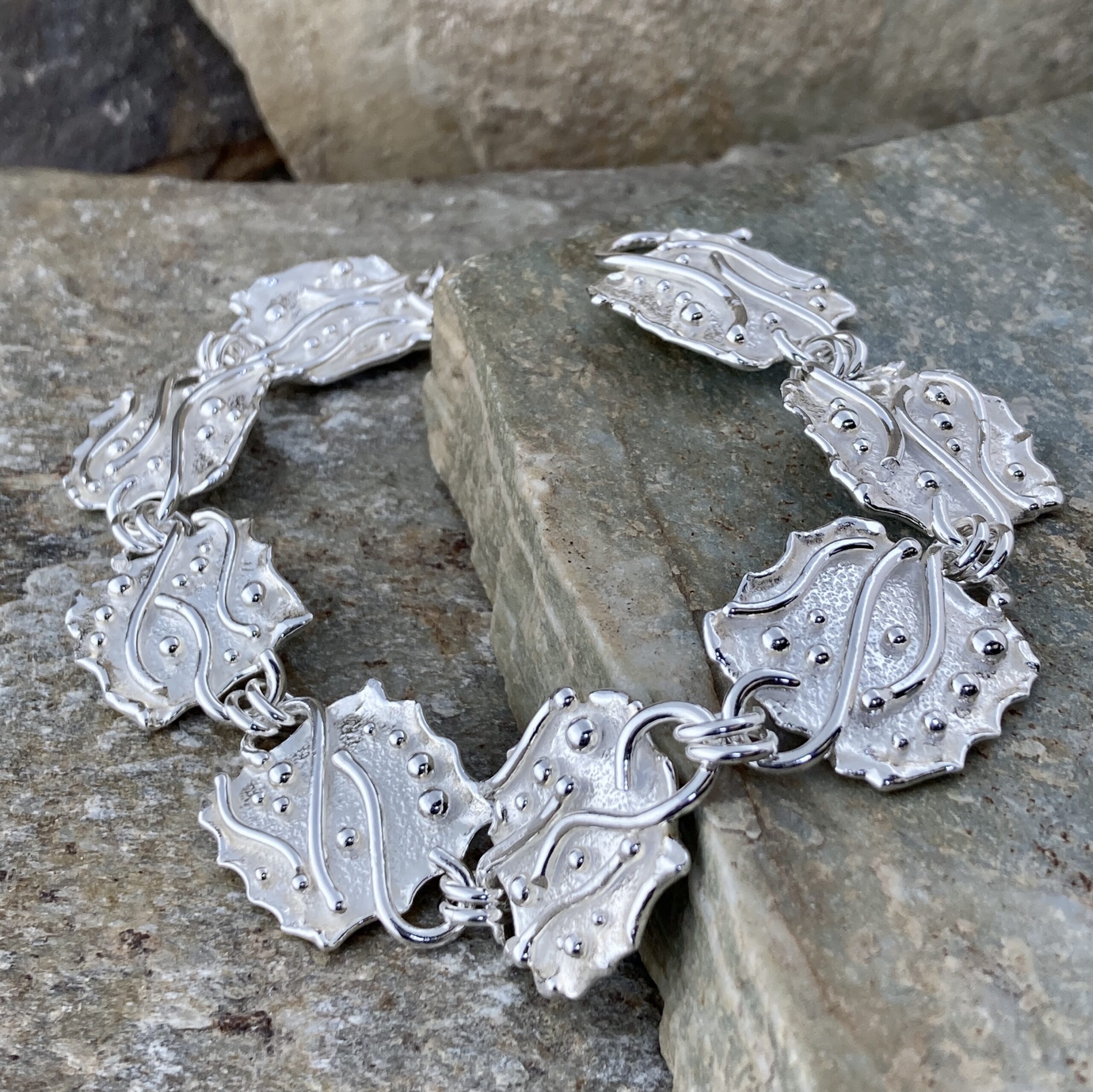 Argentium Silver Waves Panel Bracelet – 9 inch