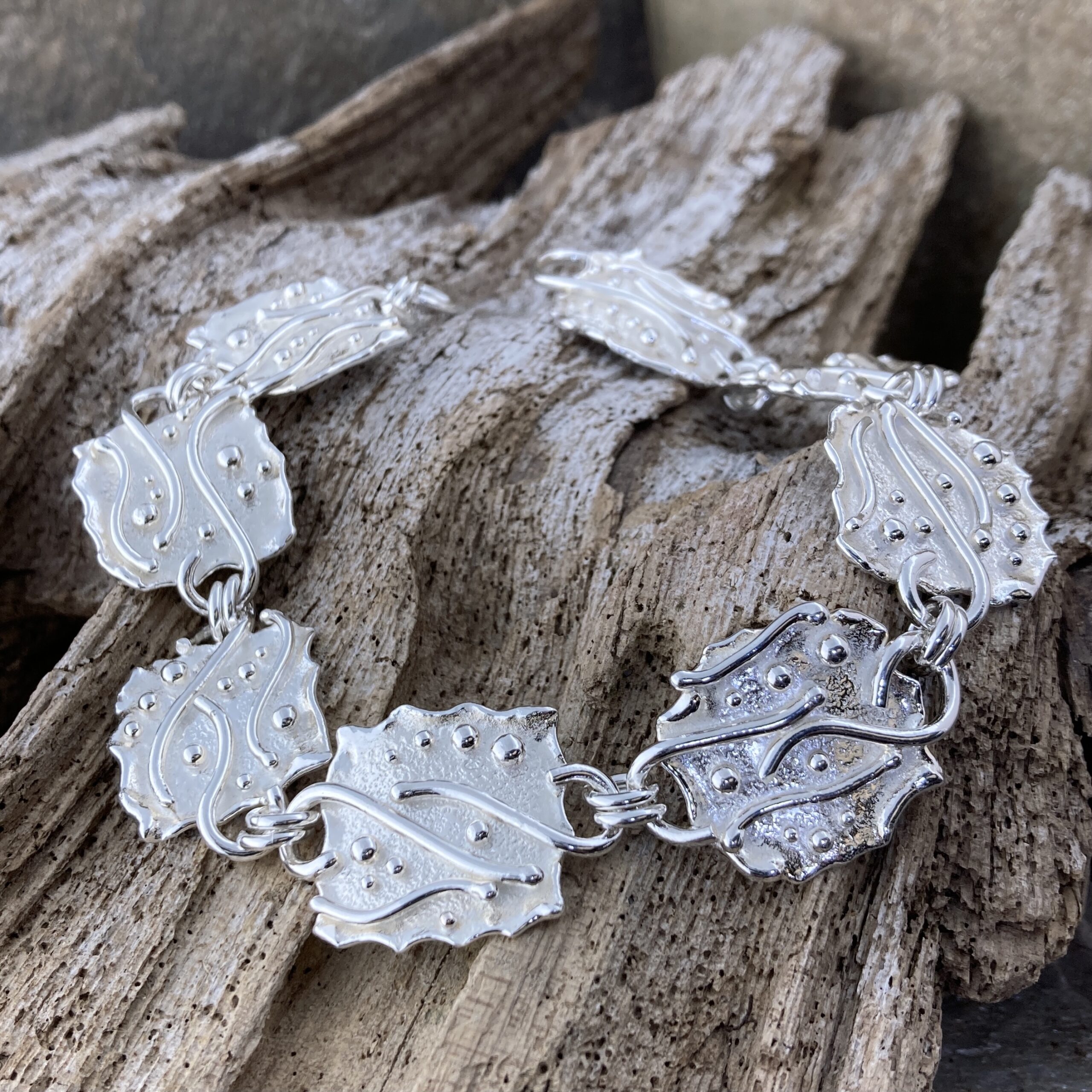 Argentium Silver Waves Panel Bracelet – 9 inch - Image 3