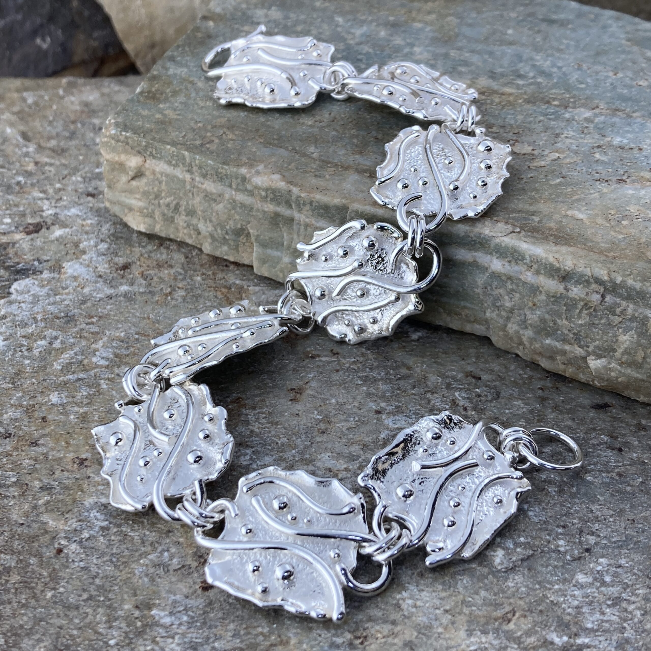 Argentium Silver Waves Panel Bracelet – 9 inch - Image 2