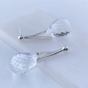 quartz earrings - triangle post - Argentium silver - 52.2 carat