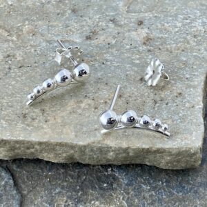 granules earrings - row post - Argentium silver